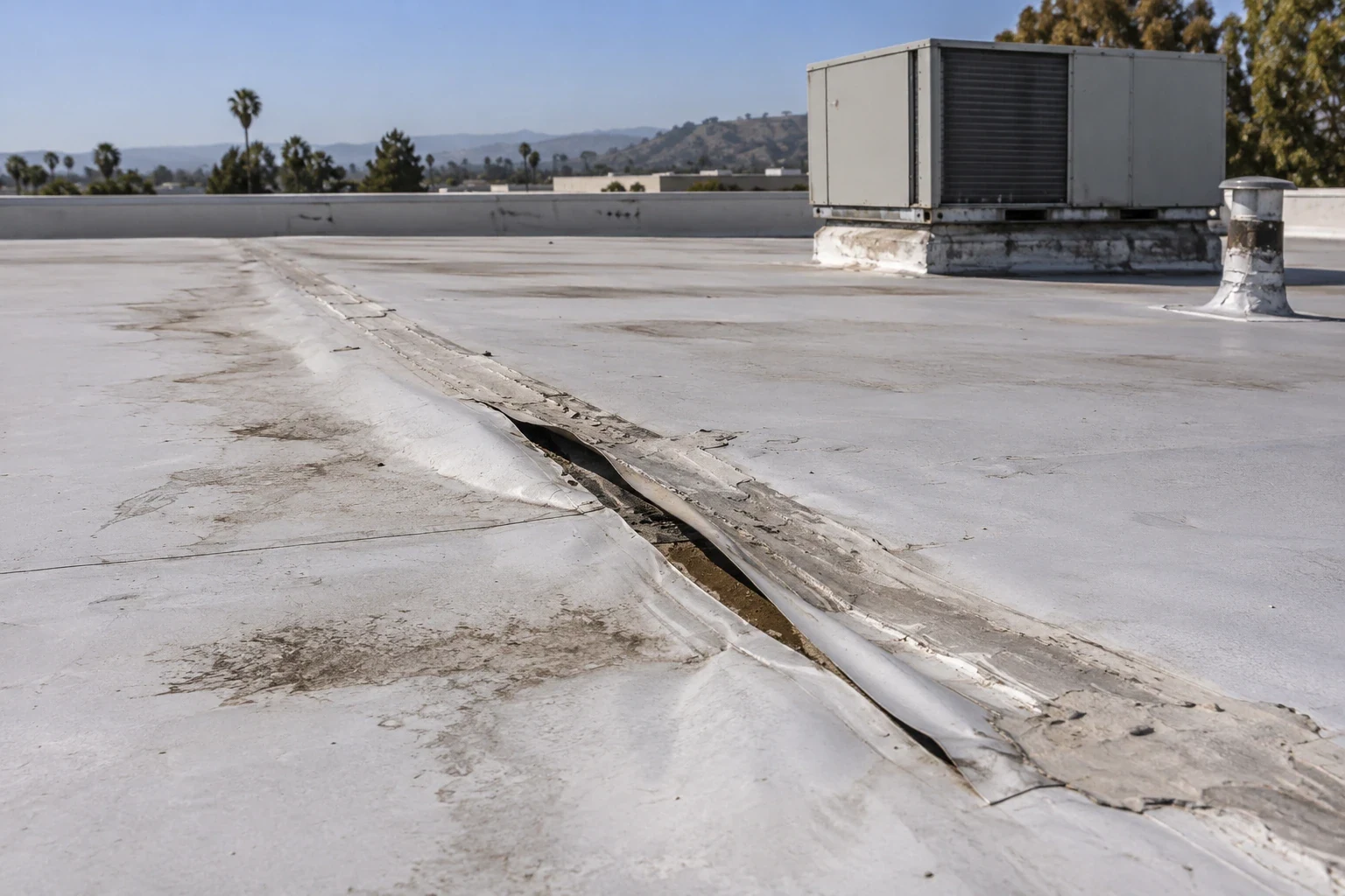 Commercial Roof Seam Failure Repair in Visalia, CA Commercial Roof Seam Failure Repair in Visalia, CA